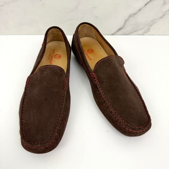 Marc Joseph Mens Broadway Slip On Mocassin Shoes Size 11 Suede Leather Brown - Picture 1 of 11